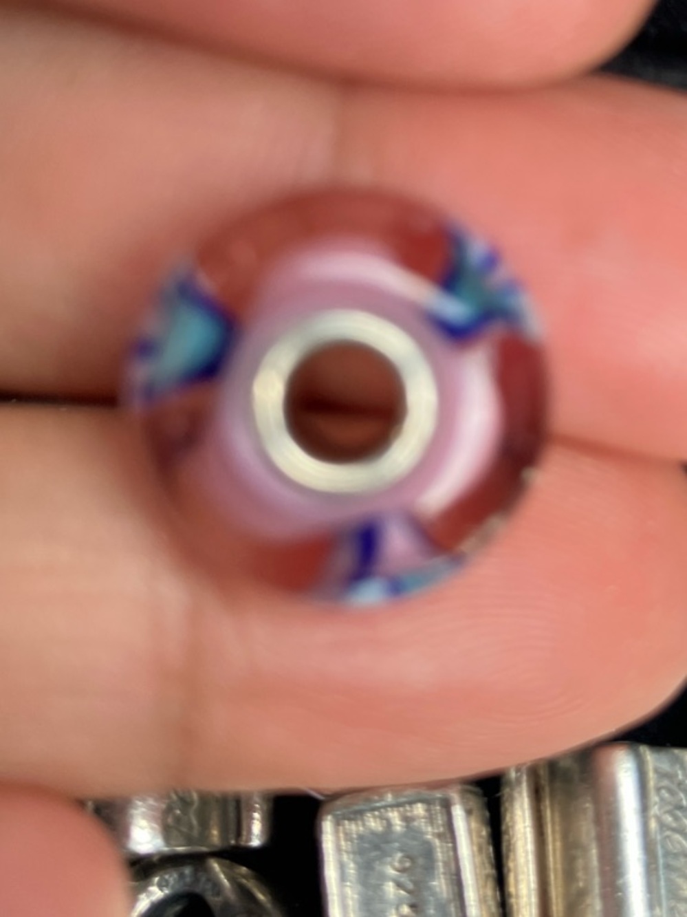 Trollbeads Pink and Blue Glass Charm Bead
